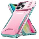 For iPhone 16 Pro Sliding Camshield Phone Case(Pink + Grey Green) - 2