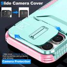 For iPhone 16 Pro Max Sliding Camshield Phone Case(Grey Green + Pink) - 3