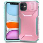 For iPhone 11 Sliding Camshield Phone Case(Pink + Grey Green) - 1