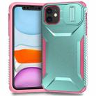 For iPhone 11 Sliding Camshield Phone Case(Grey Green + Pink) - 1