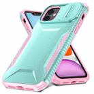 For iPhone 11 Sliding Camshield Phone Case(Grey Green + Pink) - 2