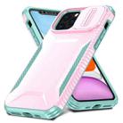 For iPhone 11 Pro Max Sliding Camshield Phone Case(Pink + Grey Green) - 2