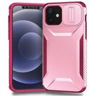 For iPhone 12 Sliding Camshield Phone Case(Pink + Rose Red) - 1