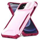 For iPhone 12 Sliding Camshield Phone Case(Pink + Rose Red) - 2