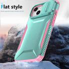 For iPhone 14 / 13 Sliding Camshield Phone Case(Grey Green + Pink) - 3