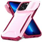 For iPhone 13 Pro Max Sliding Camshield Phone Case(Pink + Rose Red) - 2