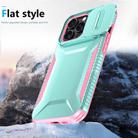 For iPhone 13 Pro Max Sliding Camshield Phone Case(Grey Green + Pink) - 3