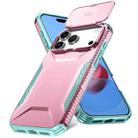 For iPhone 17 Pro Max Sliding Camshield Phone Case(Grey Green + Pink) - 2