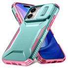 For iPhone 17 Sliding Camshield Phone Case(Pink + Grey Green) - 2