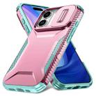 For iPhone 17 Sliding Camshield Phone Case(Grey Green + Pink) - 2