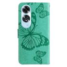 For OPPO A60 4G Global 3D Butterfly Embossed Pattern Flip Leather Phone Case(Green) - 3