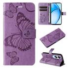 For OPPO A60 4G Global 3D Butterfly Embossed Pattern Flip Leather Phone Case(Purple) - 1