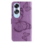 For OPPO A60 4G Global 3D Butterfly Embossed Pattern Flip Leather Phone Case(Purple) - 3