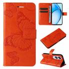 For OPPO A60 4G Global 3D Butterfly Embossed Pattern Flip Leather Phone Case(Orange) - 1