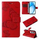 For OPPO A60 4G Global 3D Butterfly Embossed Pattern Flip Leather Phone Case(Red) - 1