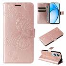 For OPPO A60 4G Global 3D Butterfly Embossed Pattern Flip Leather Phone Case(Rose Gold) - 1