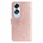 For OPPO A60 4G Global 3D Butterfly Embossed Pattern Flip Leather Phone Case(Rose Gold) - 3