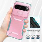 For Google Pixel 9 Pro XL Sliding Camshield Phone Case(Pink + Grey Green) - 3