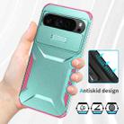 For Google Pixel 9 Pro XL Sliding Camshield Phone Case(Grey Green + Pink) - 3