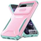 For Google Pixel 8a Sliding Camshield Phone Case(Pink + Grey Green) - 2