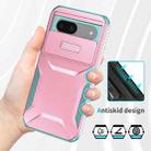 For Google Pixel 8a Sliding Camshield Phone Case(Pink + Grey Green) - 3