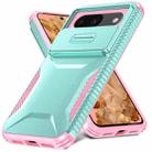 For Google Pixel 8 Sliding Camshield Phone Case(Grey Green + Pink) - 2