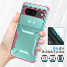 For Google Pixel 8 Sliding Camshield Phone Case(Grey Green + Pink) - 3