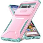 For Google Pixel 7 Pro Sliding Camshield Phone Case(Pink + Grey Green) - 2