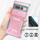 For Google Pixel 7 Pro Sliding Camshield Phone Case(Pink + Grey Green) - 3
