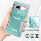 For Google Pixel 7a Sliding Camshield Phone Case(Grey Green + Pink) - 3