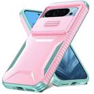 For Google Pixel 10 Pro / 10 / 9 Pro Sliding Camshield Phone Case(Pink + Grey Green) - 2