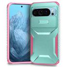 For Google Pixel 10 Pro / 10 / 9 Pro Sliding Camshield Phone Case(Grey Green + Pink) - 1
