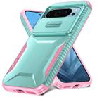 For Google Pixel 10 Pro / 10 / 9 Pro Sliding Camshield Phone Case(Grey Green + Pink) - 2