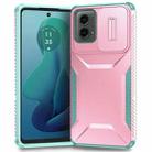 For Motorola Moto G 5G 2024 Sliding Camshield Phone Case(Pink + Grey Green) - 1