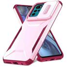 For Motorola Moto G22 2024 Sliding Camshield Phone Case(Pink + Rose Red) - 2