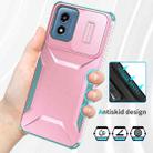 For Motorola Moto G Play 4G 2024 Sliding Camshield Phone Case(Pink + Grey Green) - 3