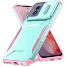 For Motorola Moto G Play 4G 2024 Sliding Camshield Phone Case(Grey Green + Pink) - 2