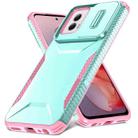 For Motorola Moto G Power 5G 2024 Sliding Camshield Phone Case(Grey Green + Pink) - 2