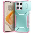 For Motorola Moto G 5G 2025 Sliding Camshield Phone Case(Grey Green + Pink) - 1