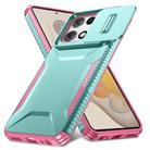 For Motorola Moto G 5G 2025 Sliding Camshield Phone Case(Grey Green + Pink) - 2
