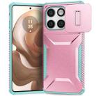 For Motorola Edge 5G 2025 Sliding Camshield Phone Case(Grey Green + Pink) - 1
