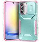 For Samsung Galaxy A26 5G Sliding Camshield Phone Case(Grey Green + Pink) - 1