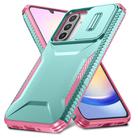 For Samsung Galaxy A26 5G Sliding Camshield Phone Case(Grey Green + Pink) - 2