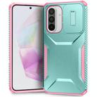 For Samsung Galaxy A56 5G Sliding Camshield Phone Case(Grey Green + Pink) - 1