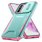 For Samsung Galaxy A56 5G Sliding Camshield Phone Case(Grey Green + Pink) - 2