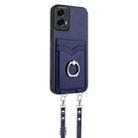 For Motorola Moto G 5G 2024 R20 Crossbody Rope Ring Card Holder Phone Case(Blue) - 3