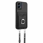 For Motorola Moto G Play 2024 5G R20 Crossbody Rope Ring Card Holder Phone Case(Black) - 3