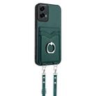 For Motorola Moto G Play 2024 5G R20 Crossbody Rope Ring Card Holder Phone Case(Green) - 3