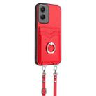 For Motorola Moto G Stylus 5G 2024 R20 Crossbody Rope Ring Card Holder Phone Case(Red) - 3