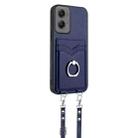 For Motorola Moto G Stylus 5G 2024 R20 Crossbody Rope Ring Card Holder Phone Case(Blue) - 3